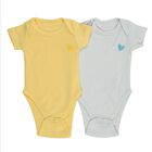 Infants Light Blue and Yellow Cotton Round Neck Casual Bodysuit, Light Green, small image number null