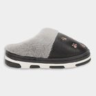 Kids Jet Black and Light Grey Fur Lined Slip-On Winter Slippers, काला, small image number null