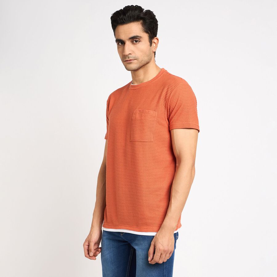 Men's Round Neck Half Sleeves T-Shirt, Orange, large image number null