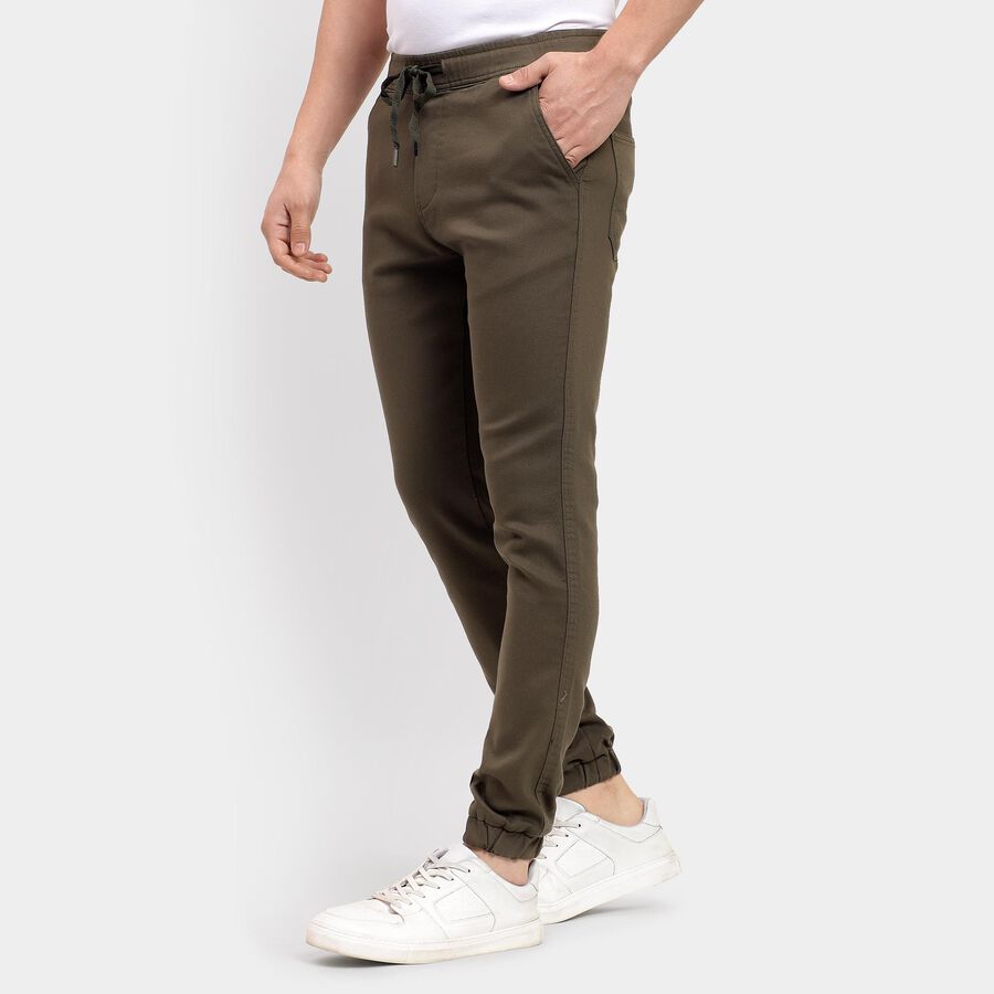 Men's Slim Fit Casual Trousers , Olive, large