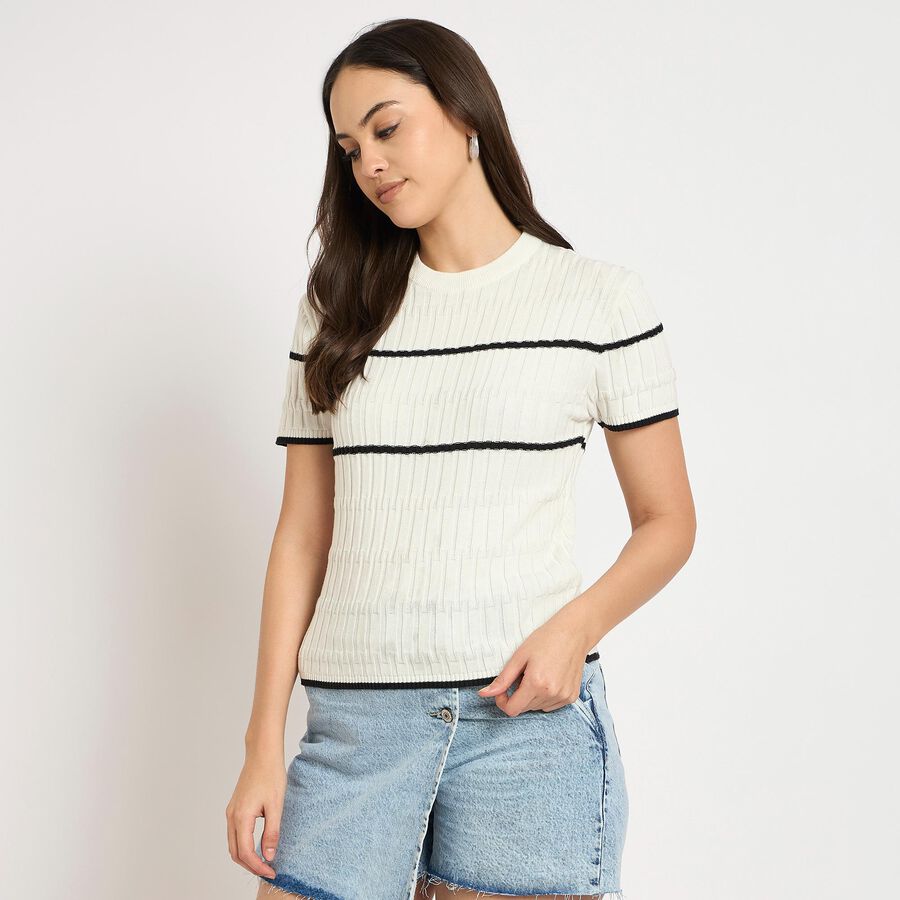 Ladies' 100% Cotton Crop  Top, सफ़ेद, large image number null