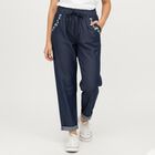 Girls' Dark Navy Relaxed Fit Embroidered Jeans, Mid Blue, small image number null