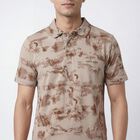Men's Brown Cotton Polo Collar Casual T-Shirt, Brown, small