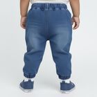 Infant Muted Denim Blue Relaxed Fit Embroidered Jeans, गहरा नीला, small image number null
