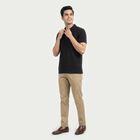 Men's Navy Blue Polo Neck Casual T-Shirt, Navy Blue, small