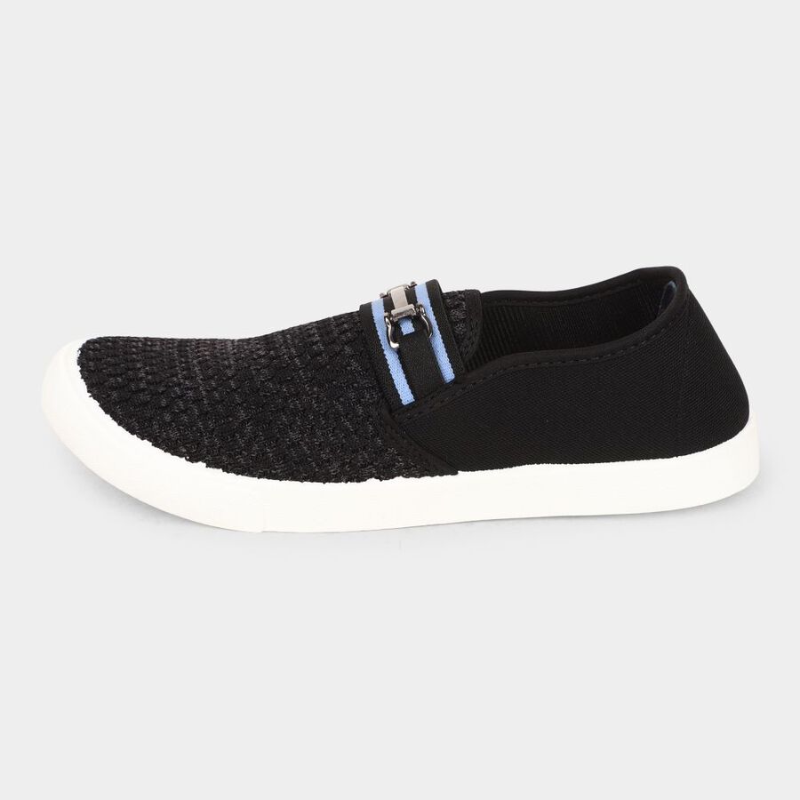 Men's Black Slip-On Casual Shoes, काला, large
