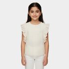 Girls' Off-White Round Neck Casual T-Shirt, Off White, small image number null