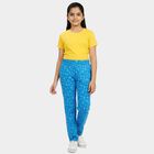 Girls Blue Regular Fit Printed Lounge Pyjama, Mid Blue, small