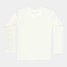 Girls Regular Round Neck Top, ऑफ व्हाइट, small image number null