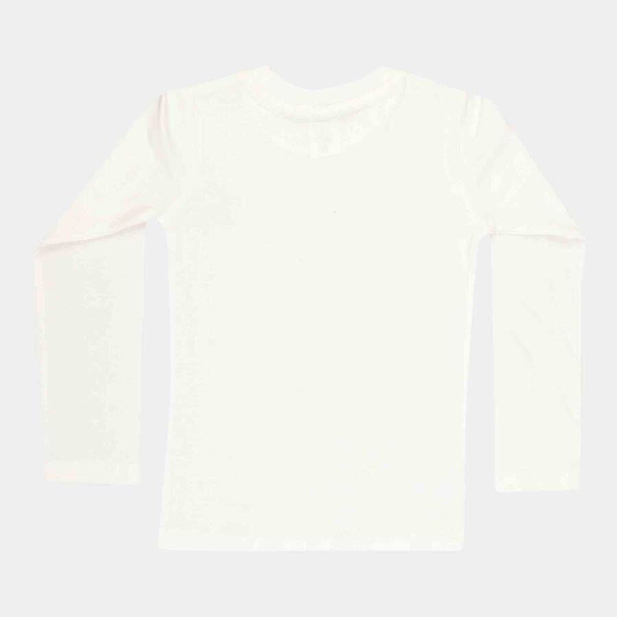 Girls Regular Round Neck Top, ऑफ व्हाइट, large image number null
