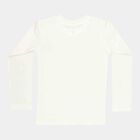 Girls Regular Round Neck Top, Off White, small image number null