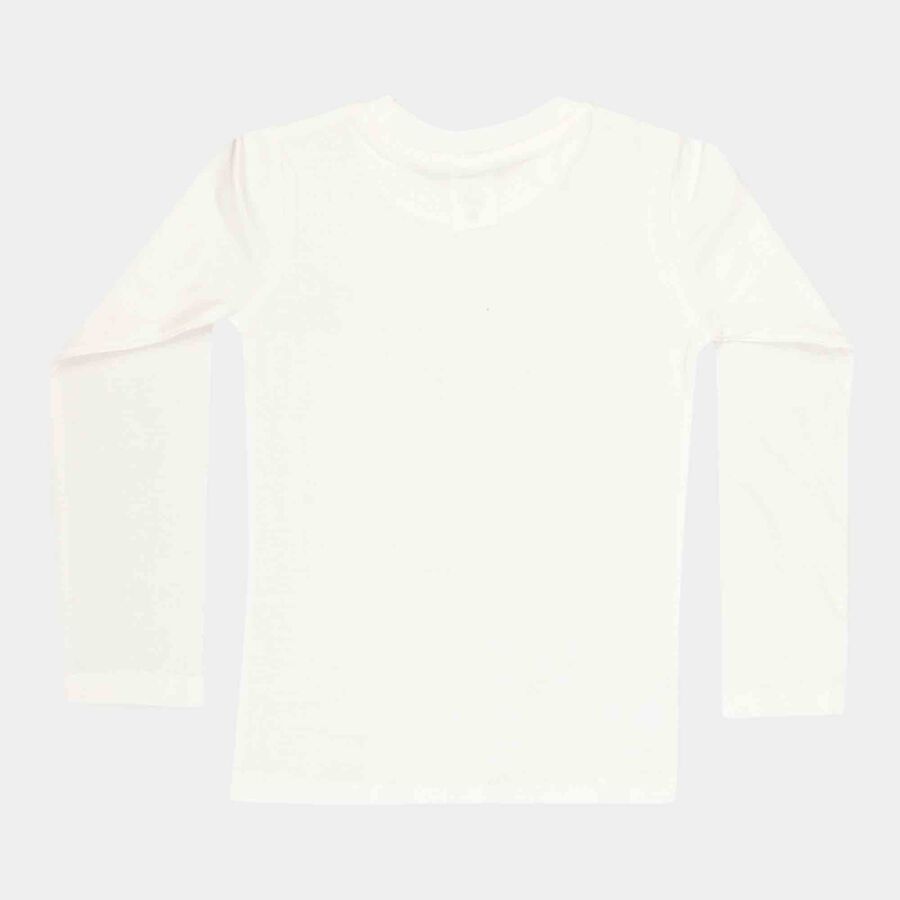 Girls Regular Round Neck Top, Off White, large image number null