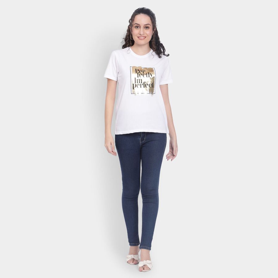 Ladies' Round Neck T-Shirt , सफ़ेद, large image number null