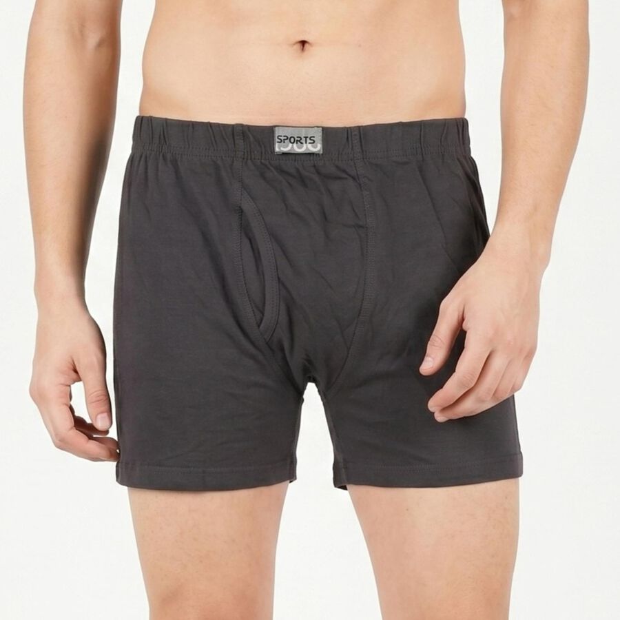 Men's Dark Grey Regular Fit Solid Trunks, गहरा ग्रे, large