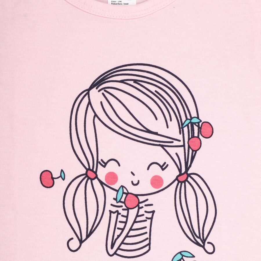 Girls' T-Shirt, हल्का गुलाबी, large image number null