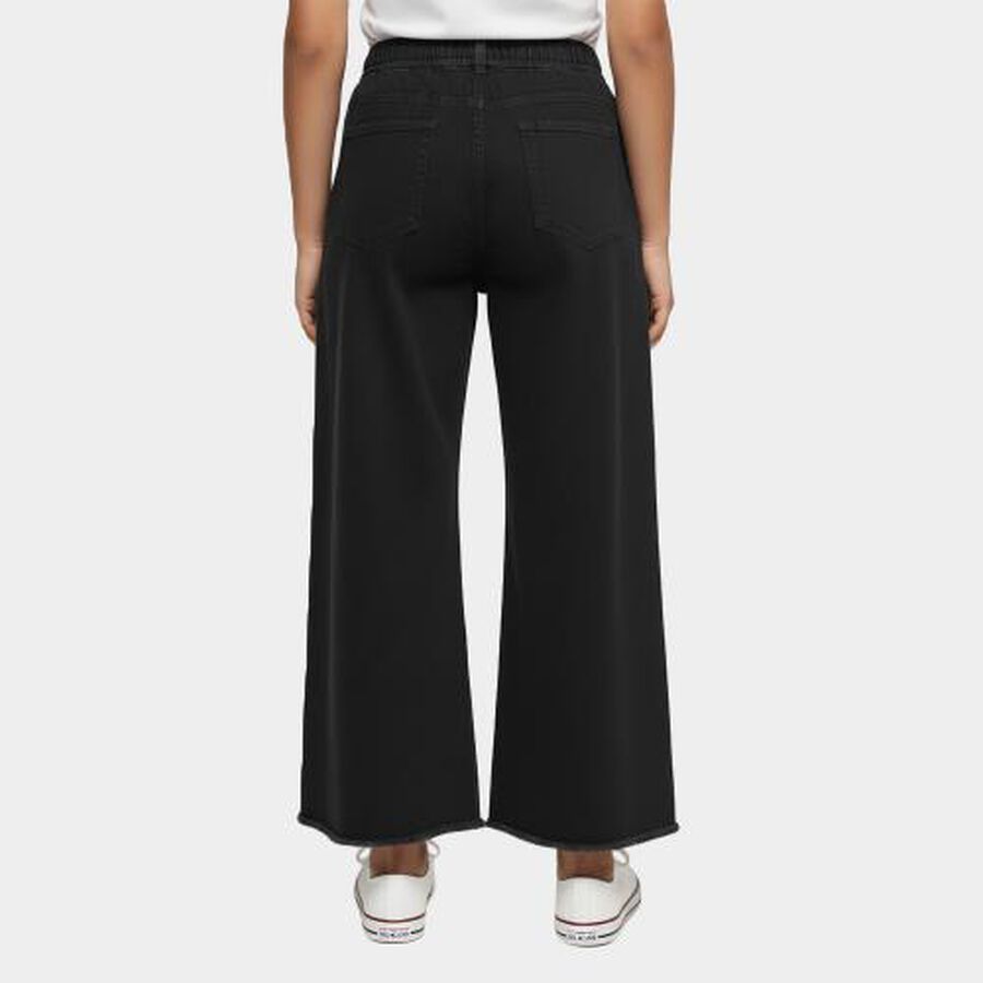 Girls' Jet Black Wide Leg Raw Hem Jeans, Black, large image number null