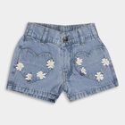Girls' 100% Cotton Shorts, हल्का नीला, small image number null