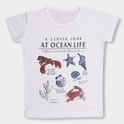 Ocean Life Theme Girls' T-Shirt, White, small image number null