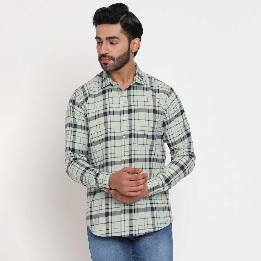 Checks Casual Shirt, Light Green, large image number null