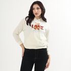 Women's Rich Eggshell White Hooded Neck Casual Sweatshirt, Off White, small image number null