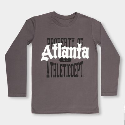 Boys' Dark Grey Round Neck Printed T-Shirt