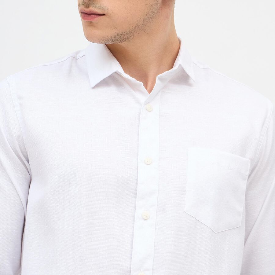 Men's Snow White Slim Fit Classic Collar Casual Shirt, White, large image number null