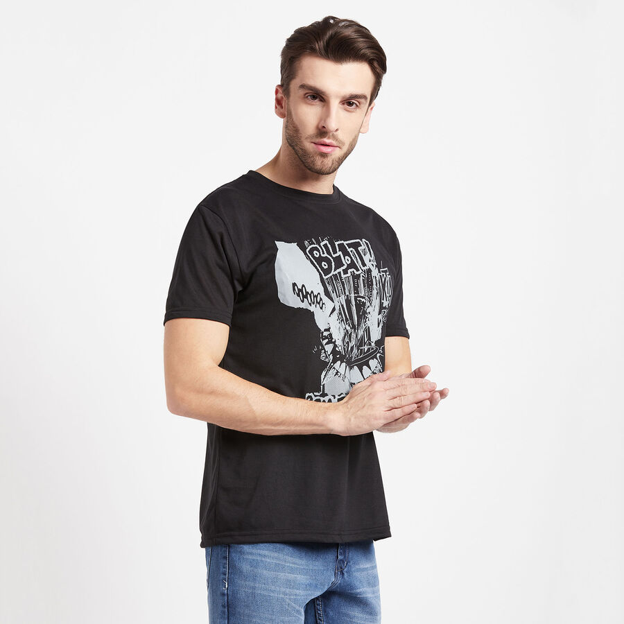 Round Neck T-Shirt, Black, large image number null