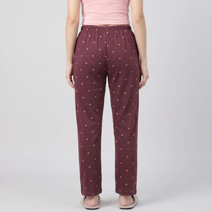 Women's Maroon Straight Fit Heart Printed Lounge Pyjama, Wine, large