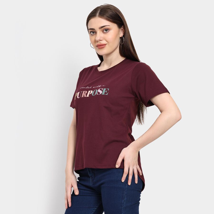 Ladies' Round Neck T-Shirt , Wine, large image number null