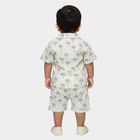 Infants' Off-White Cotton Collared Palm Tree Printed Baba Suit, Off White, small