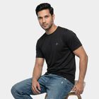 Men's Black Crew Neck Regular Drifit T-Shirt, काला, small