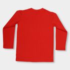 Boys' Bright Cherry Red Cotton Blend Round Neck Casual T-Shirt, लाल, small image number null