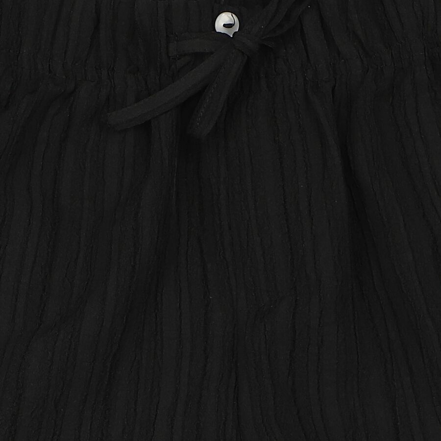 Girls Black Wide Leg Drawstring Trousers, Black, large