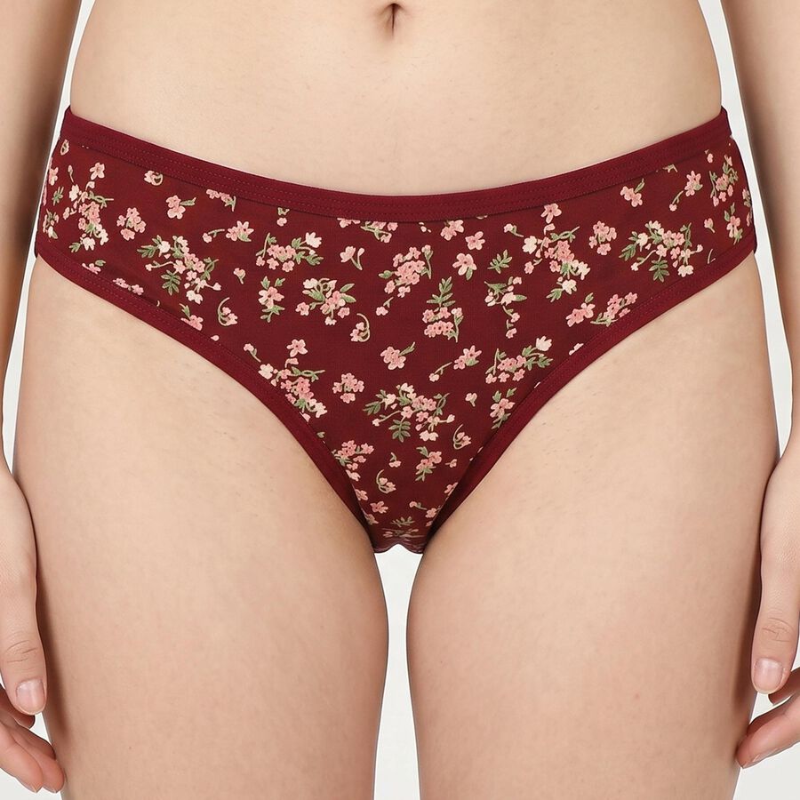 Women's Brown Regular Fit Floral Printed Panty, Brown, large