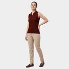 Women's Wine Polo Neck Preppy T-Shirt, Wine, small