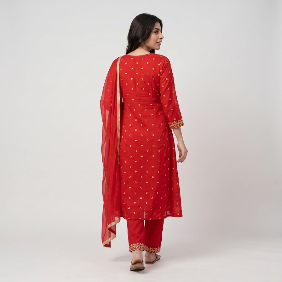 Women's Red Embroidered Ethnic Set, Red, large