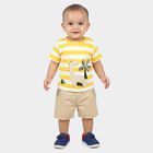 Infants' Yellow 100% Cotton Round Neck Graphic Print Baba Suit, Yellow, small