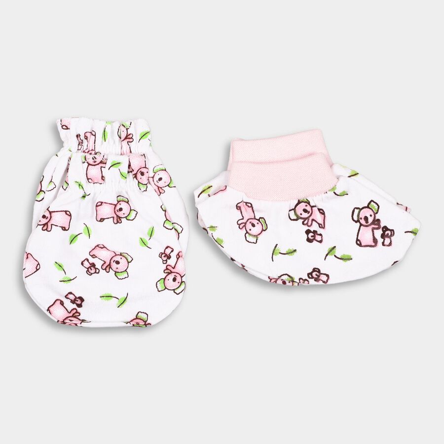 Infants' Cotton Gift Set (Cap, Mittens, Booties), Pink, large