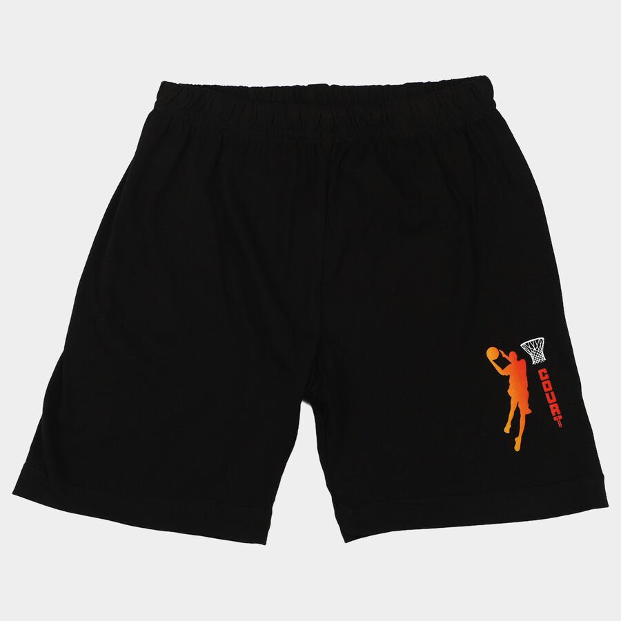 Boys Black Regular Fit Casual Bermuda Shorts, Black, large
