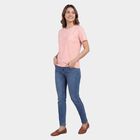 Women's Light Pink Round Neck Graphic Print T-Shirt, Light Pink, small