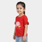 Girls Red Cotton Round Neck Regular T-Shirt, Red, small