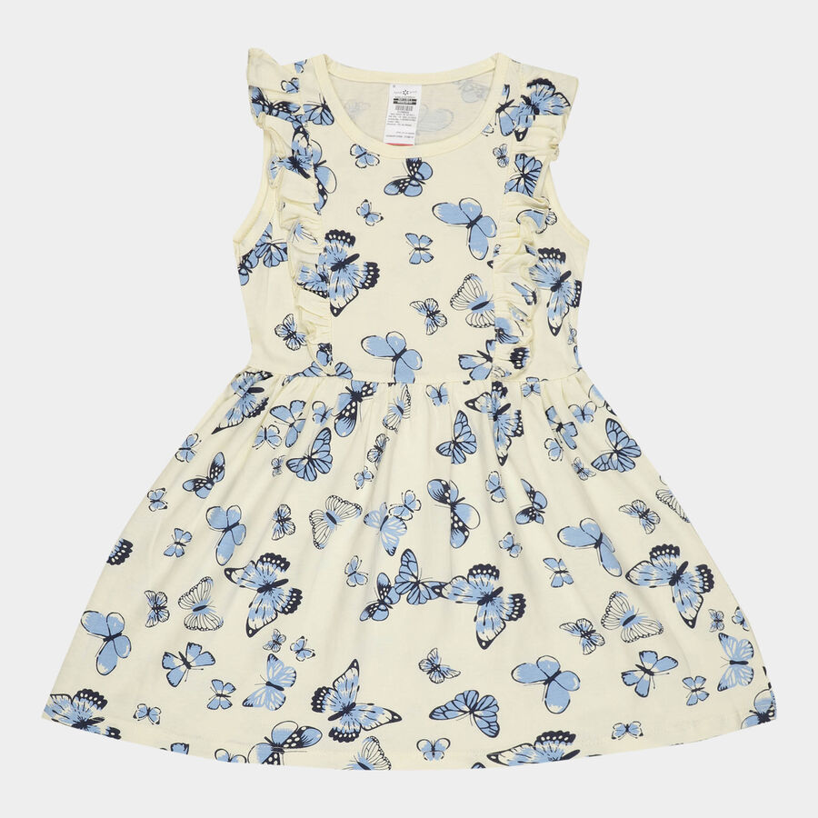 Girls Cotton Frock, Yellow, large image number null
