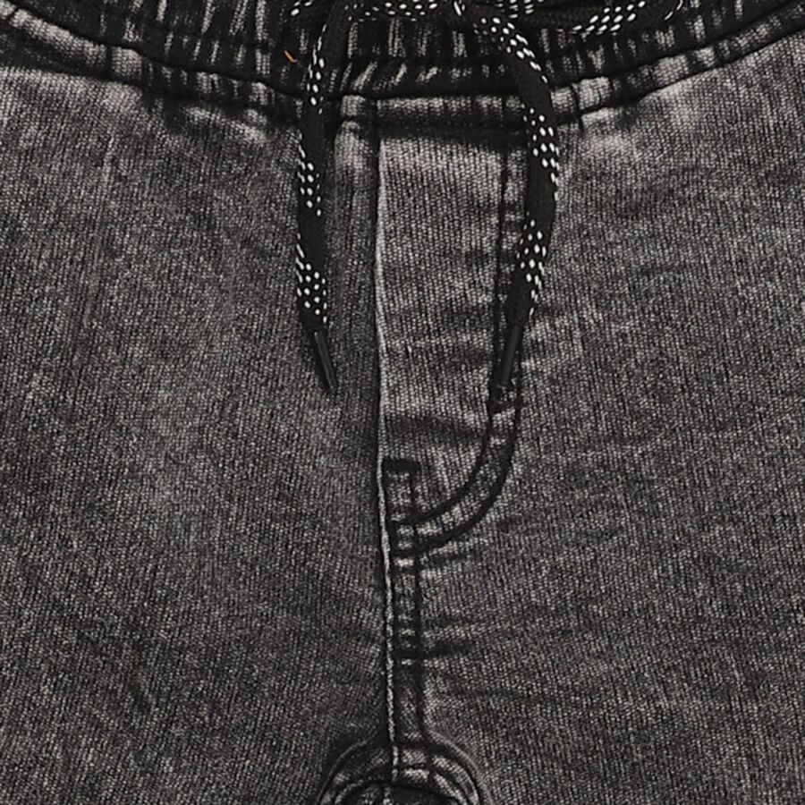 Boys' Washed Black Regular Fit Elastic Waist Jeans, गहरा ग्रे, large image number null