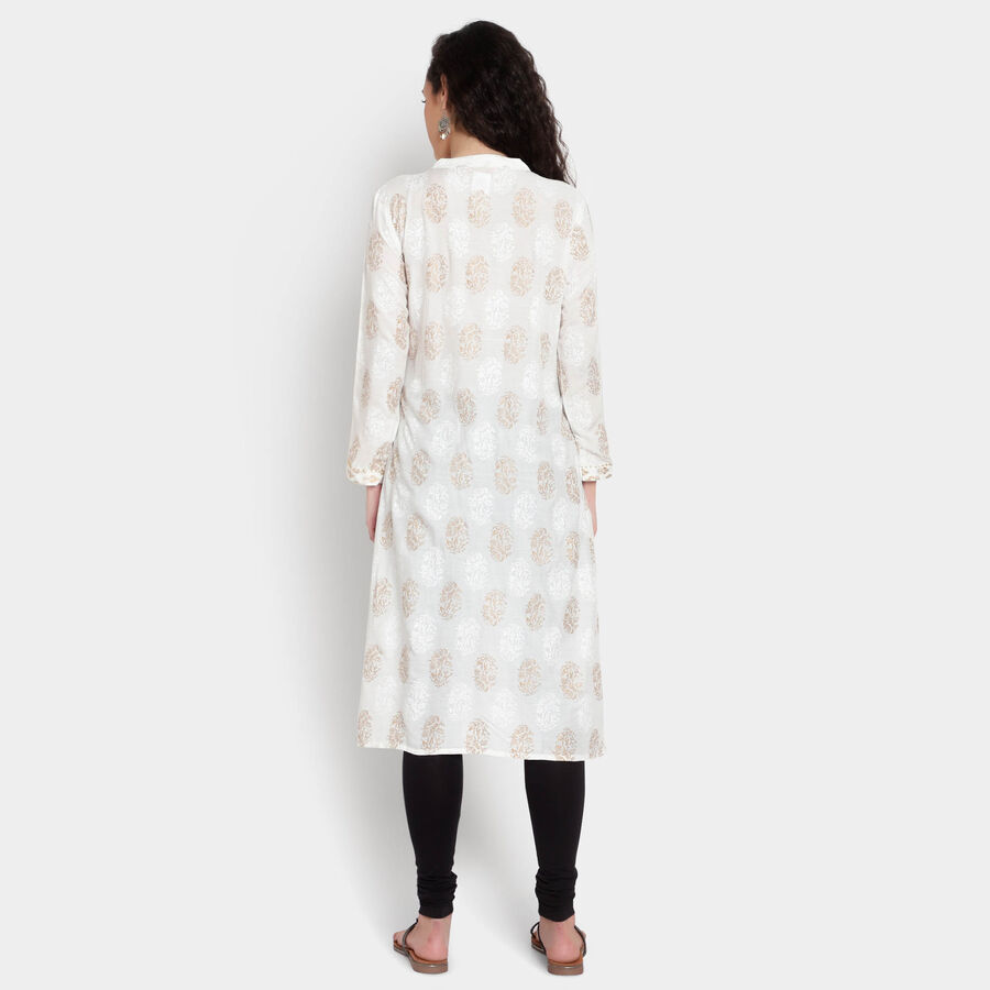 3/4th Sleeves Flared Kurta, White, large image number null