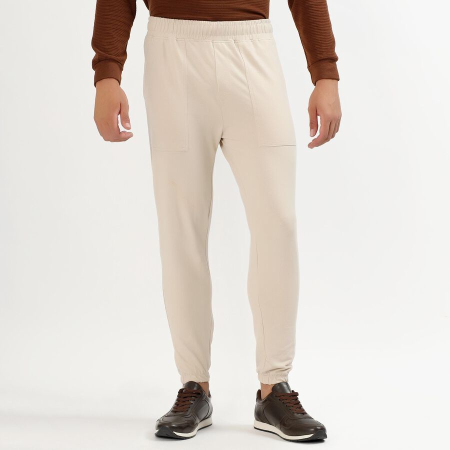 Men's Soft Beige Relaxed Fit Jogger Track Pants, Beige, large image number null
