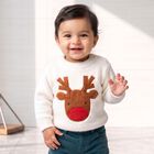 Infants White Crew Neck Long Sleeve Pullover, सफ़ेद, small