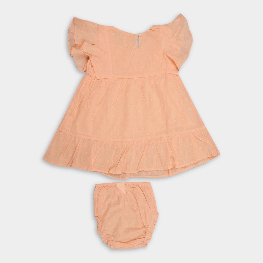 Infant Girls' 100% Cotton Frock , पीच, large image number null
