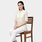 Women's White Cotton Round Neck Straight Kurti, Off White, small