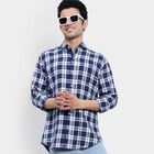 Cotton Checks Casual Shirt, Navy Blue, small image number null
