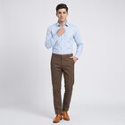 Men's Brown Slim Fit Flat-Front Trousers, Brown, small